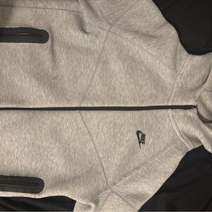 Nike Men's Light Gray Tech Zip-Up Sweater